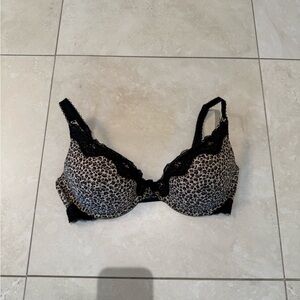 Ambrielle Animal Print Bra with Black Lace